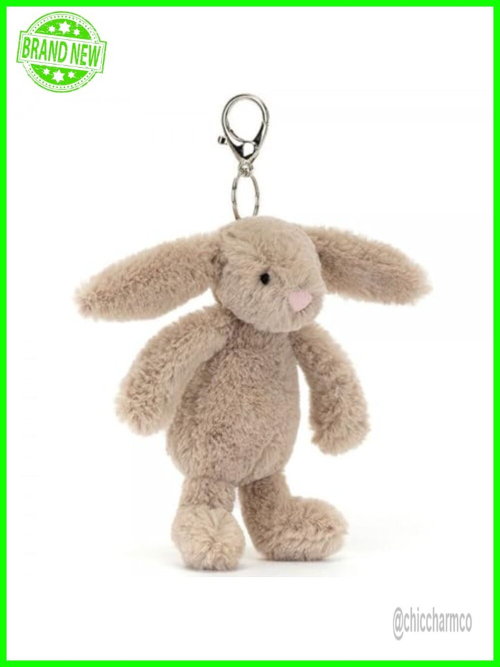 Jellycat Bashful Bunny Bag Charm Lobster Clasp Polyester Purse Accessory